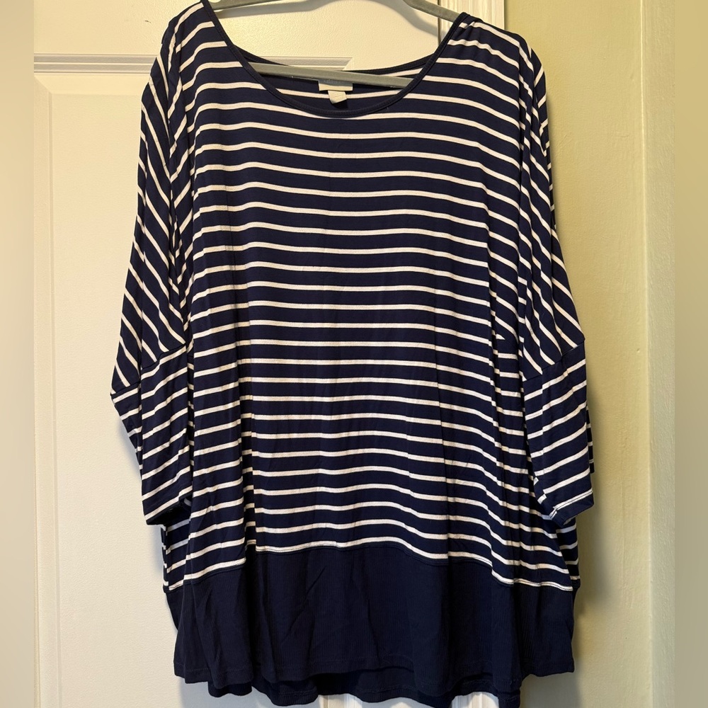 Navy Striped Long Sleeve Top